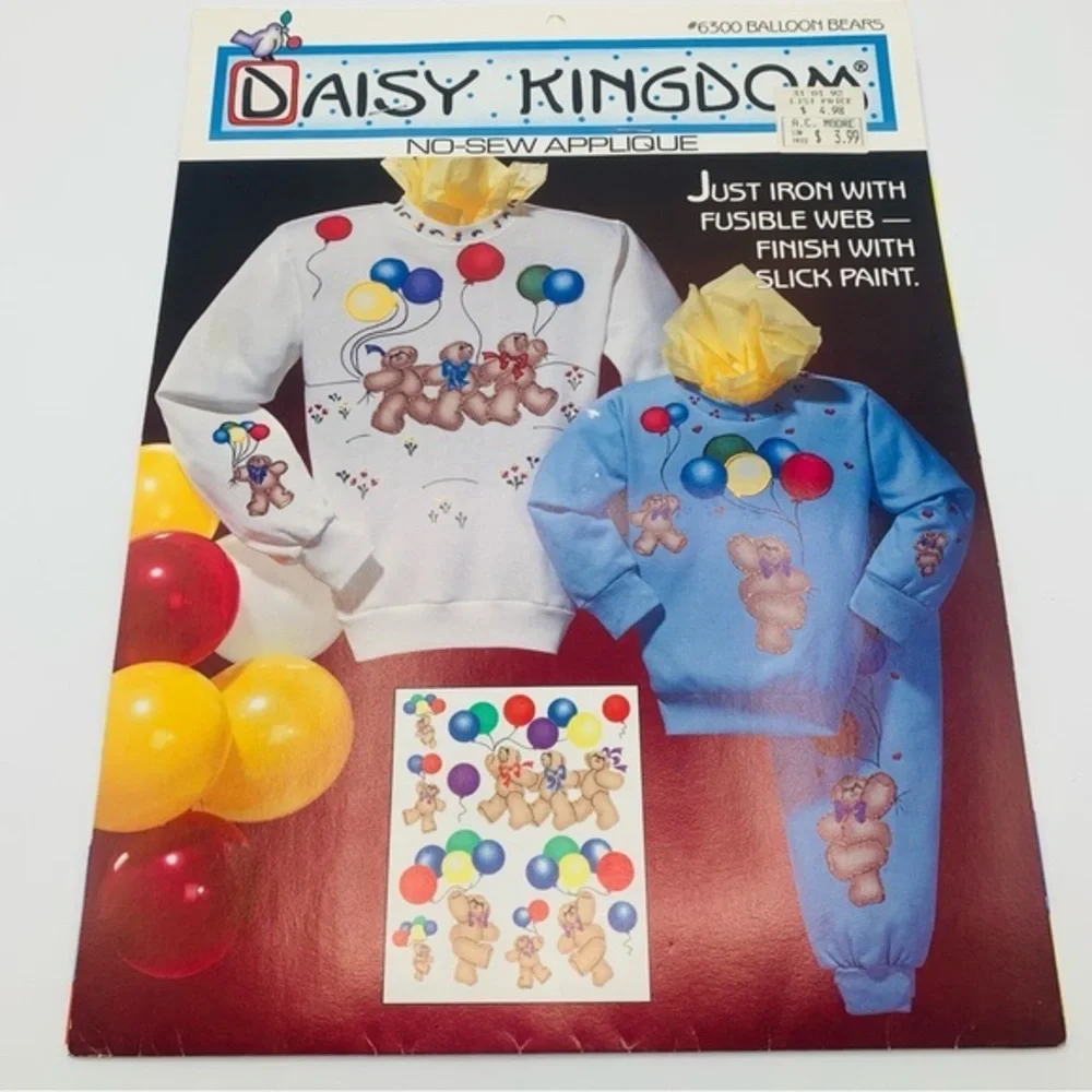Vintage Daisy Kingdom “Balloon Bears” No-Sew Appliqué #6300 99s Teddy Bears
